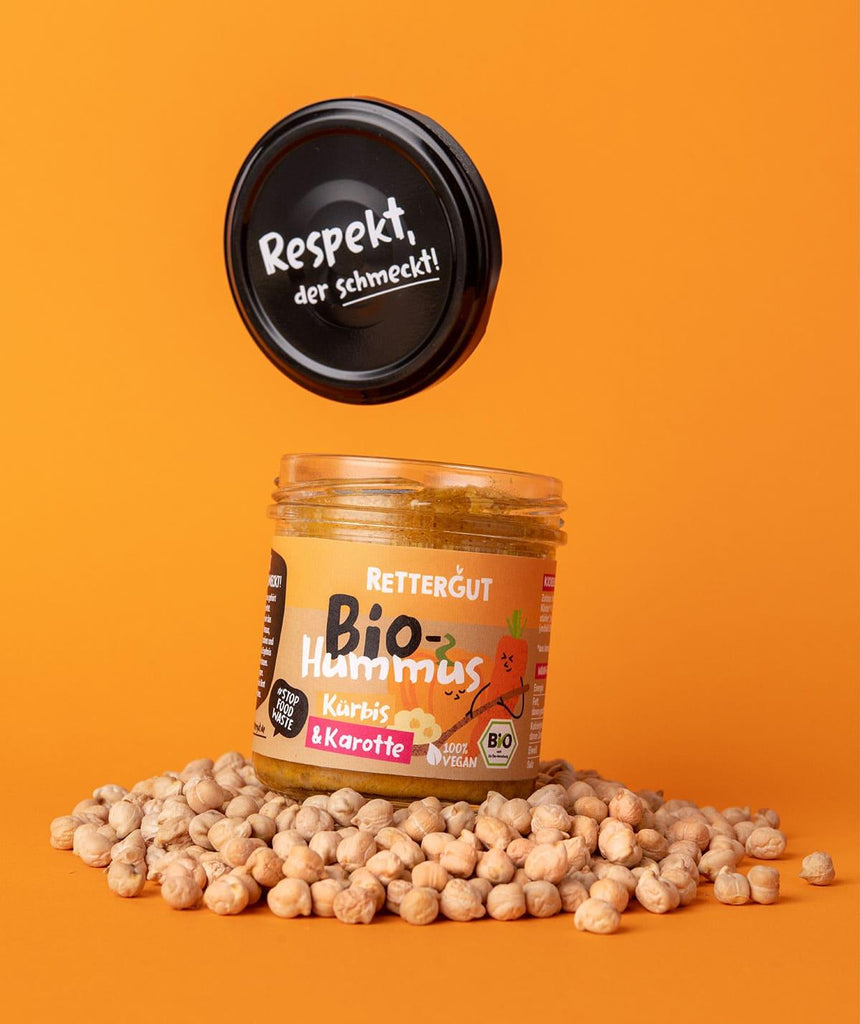 Lade das Bild in den Galerie-Viewer, Bio-Aufstrich Hummus Kürbis & Karotte (3 Stück) Bio-Aufstrich RETTERGUT