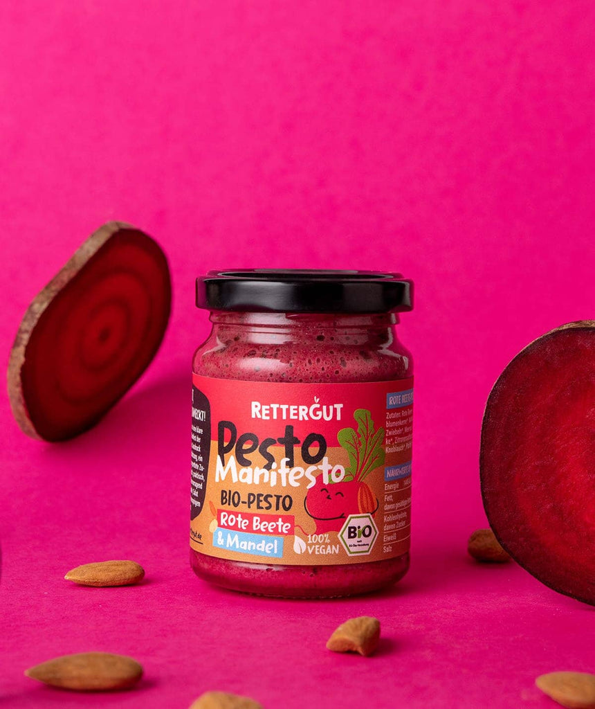 Lade das Bild in den Galerie-Viewer, Bio-Pesto Rote Beete & Mandel (3 Gläser) Bio-Pesto RETTERGUT