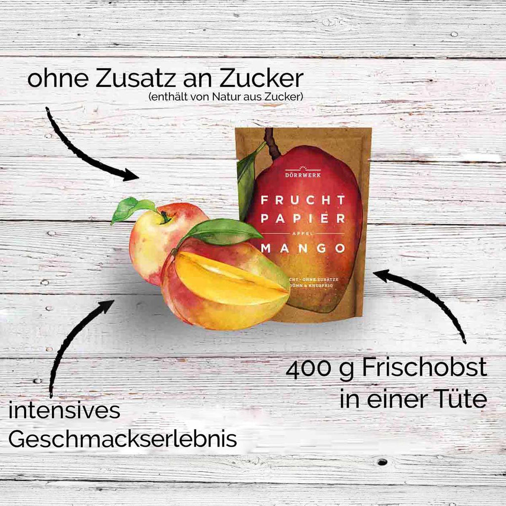 Lade das Bild in den Galerie-Viewer, Fruchtpapier Mango & Apfel (Dörrwerk, 6 Stück) Obstkonserven Dörrwerk