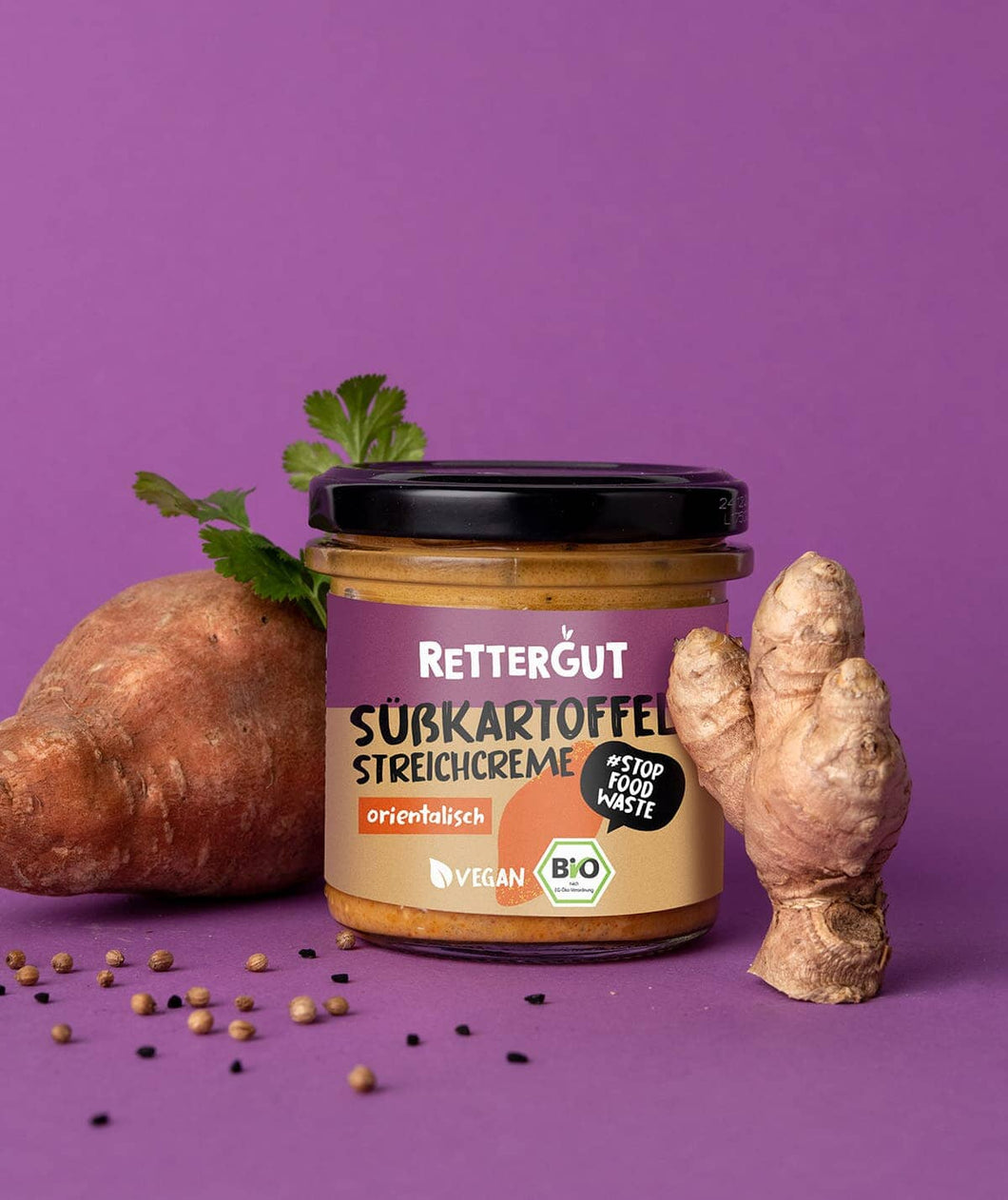 Bio-Streichcreme Süßkartoffel orientalisch (3 Gläser) Streichcreme RETTERGUT 