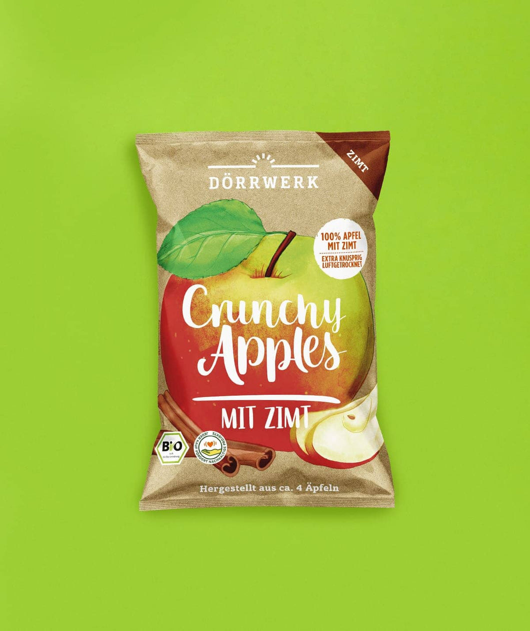 Bio Crunchy Apples mit Zimt (Dörrwerk, 6 Packungen) Getrocknete Früchte Dörrwerk 